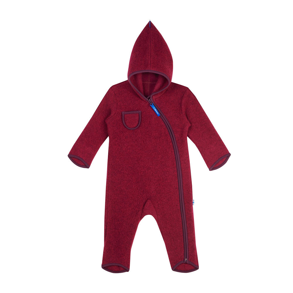 PUKU WOOL Wollfleeceoverall mit Zwergenkapuze