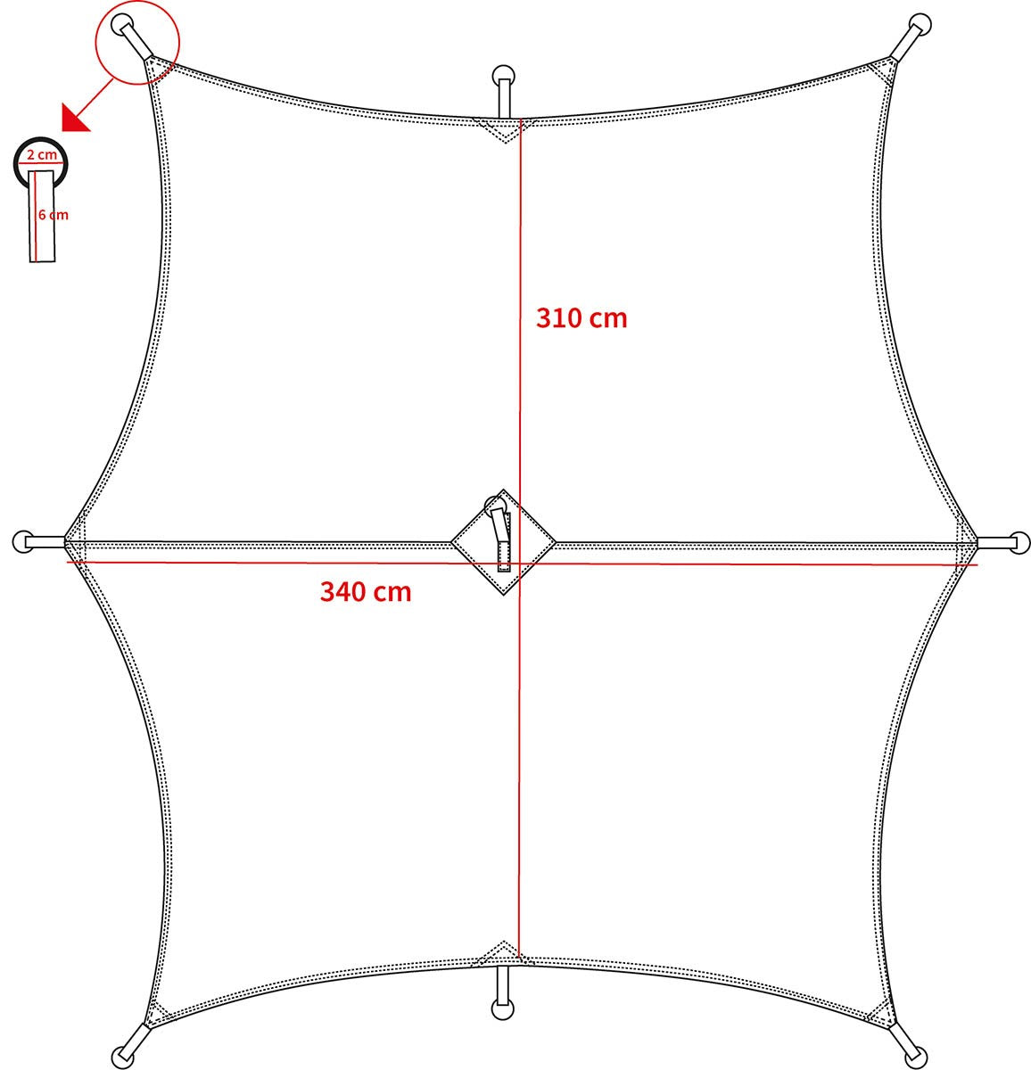 Plane "Hexagon-Tarp" ca. 340 x 310 cm
