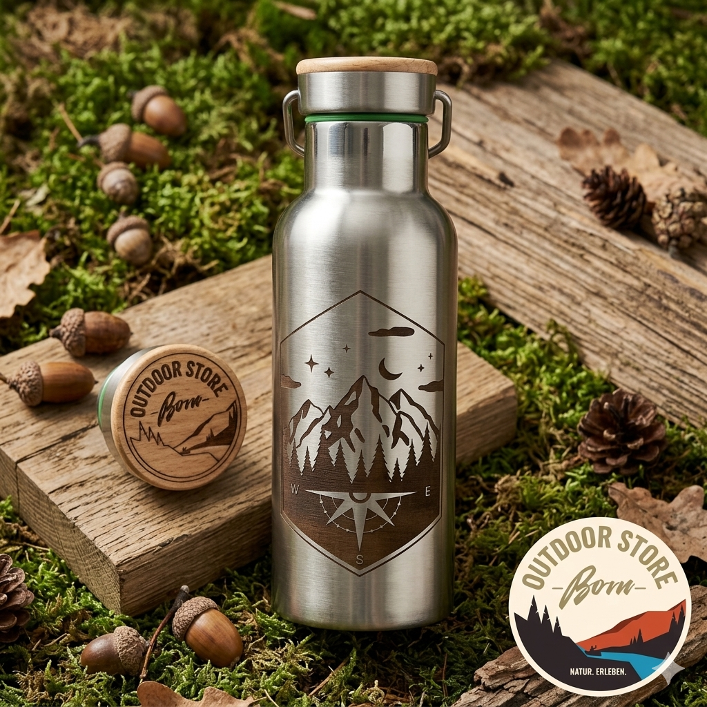 Edelstahl Trinkflasche „Outdoor Store Born“ – 0,5 L